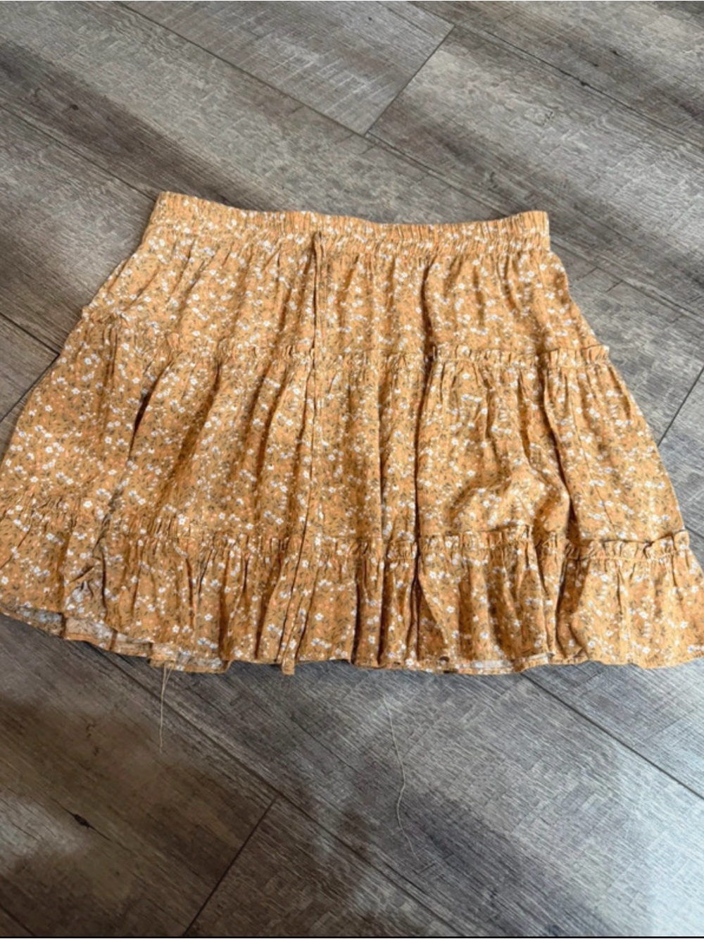 mittoshop Mustard Floral Ruffled Mini Skirt